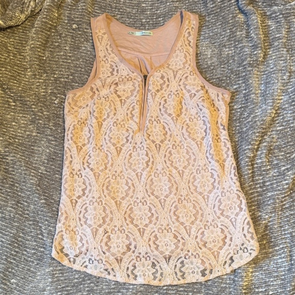 Maurices || Pink Lace Zip Tank (S)